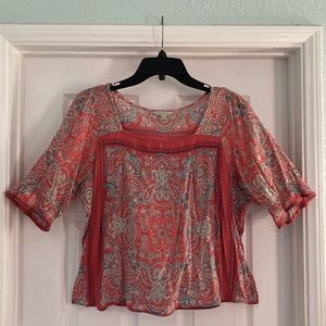 L Lucky Brand Blouse, square neck, so pretty 🌸